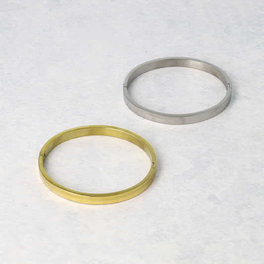 ブレスレット ステンレス メタル ライン ツヤ マット ハーフ スリム バングル