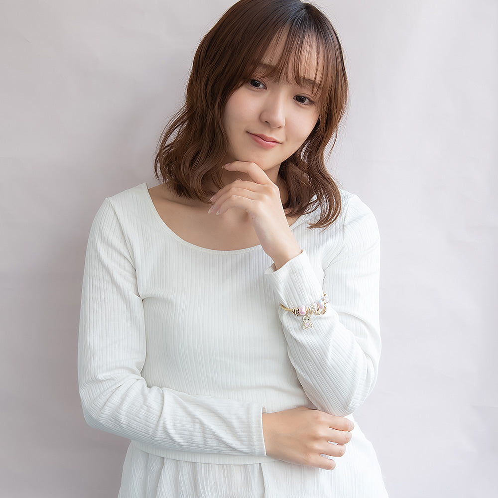 ブレスレット ステンレス メタル クマ ハート パール パヴェ ストーン チャーム ワイヤーブレスレット