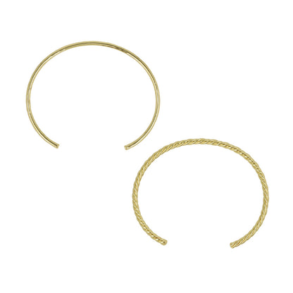 ブレスレット ニッケルフリー メタル 細見 ツイスト ハンマーワーク 2本セット ハーフバングル