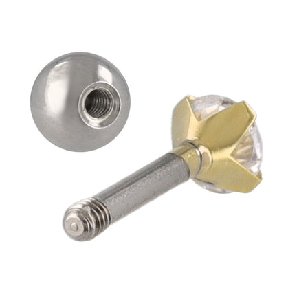 ボディピアス キュービックジルコニア 1粒石 ストレートバーベル ネジ式 サージカルステンレス 18G 【１個販売】