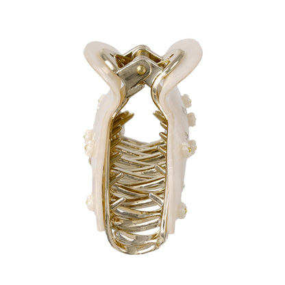 ヘアクリップ ニッケルフリー マーブル カラー フラワー ストーン バンスクリップ