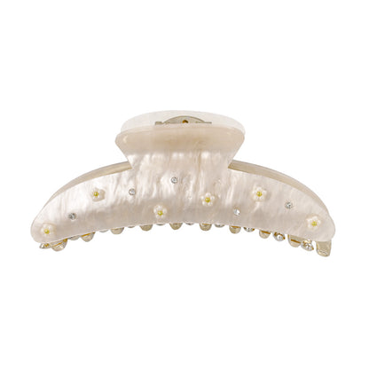 ヘアクリップ ニッケルフリー マーブル カラー フラワー ストーン バンスクリップ