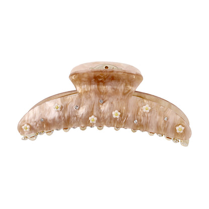 ヘアクリップ ニッケルフリー マーブル カラー フラワー ストーン バンスクリップ