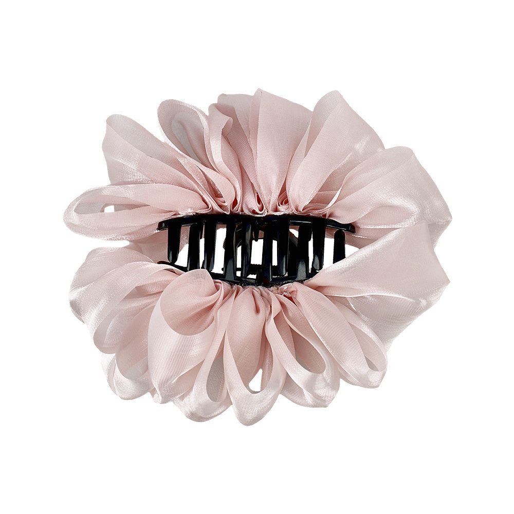 ヘアクリップ ニッケルフリー シフォン 立体 フリル ボリューム バンスクリップ