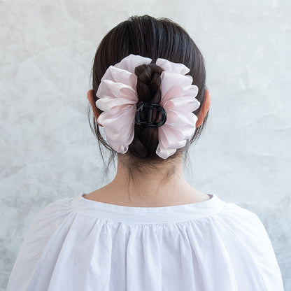 ヘアクリップ ニッケルフリー シフォン 立体 フリル ボリューム バンスクリップ
