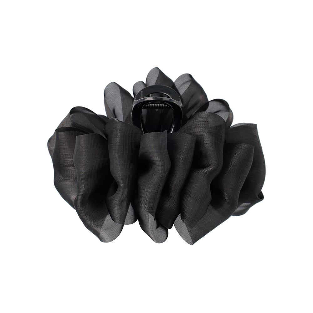 ヘアクリップ ニッケルフリー シフォン 立体 フリル ボリューム バンスクリップ