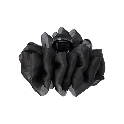 ヘアクリップ ニッケルフリー シフォン 立体 フリル ボリューム バンスクリップ