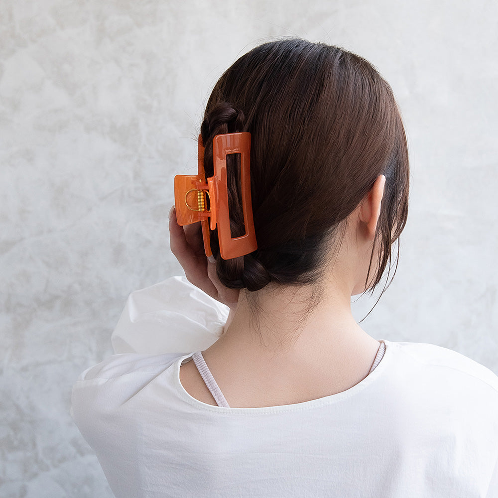 ヘアクリップ レクタングル フレーム カラー バンスクリップ