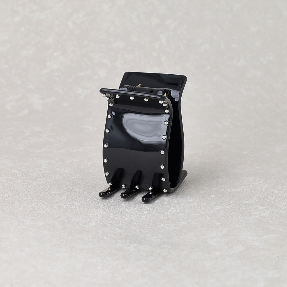 ヘアクリップ メタルボール ブラック レクタングル バンスクリップ