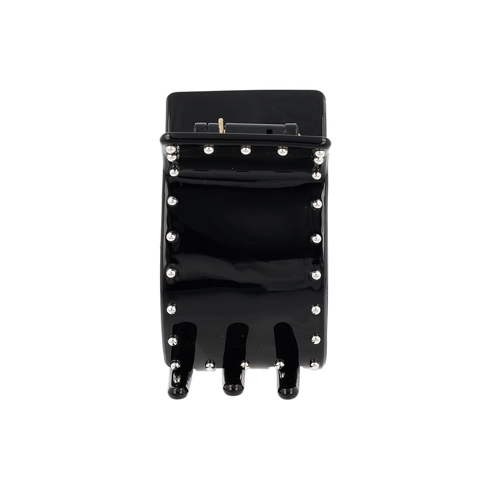 ヘアクリップ メタルボール ブラック レクタングル バンスクリップ