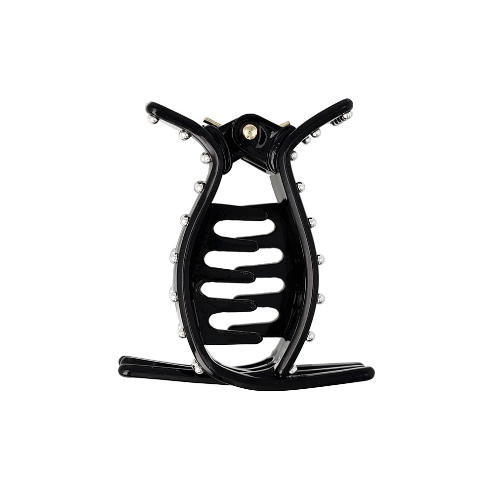 ヘアクリップ メタルボール ブラック レクタングル バンスクリップ