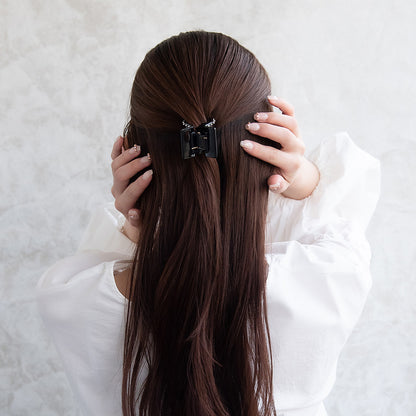 ヘアクリップ メタルボール ブラック レクタングル バンスクリップ