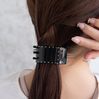 ヘアクリップ メタルボール ブラック レクタングル バンスクリップ