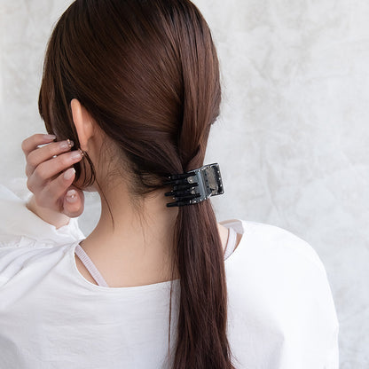 ヘアクリップ メタルボール ブラック レクタングル バンスクリップ