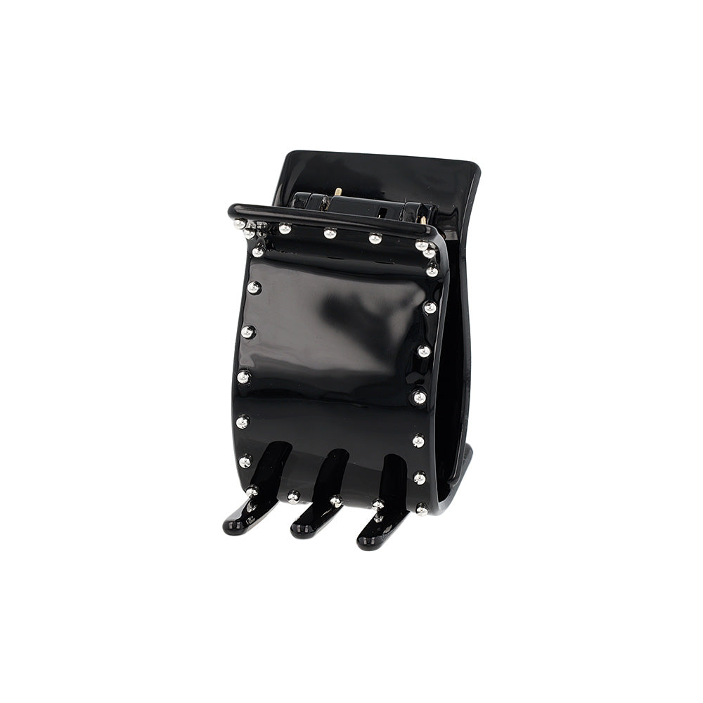 ヘアクリップ メタルボール ブラック レクタングル バンスクリップ