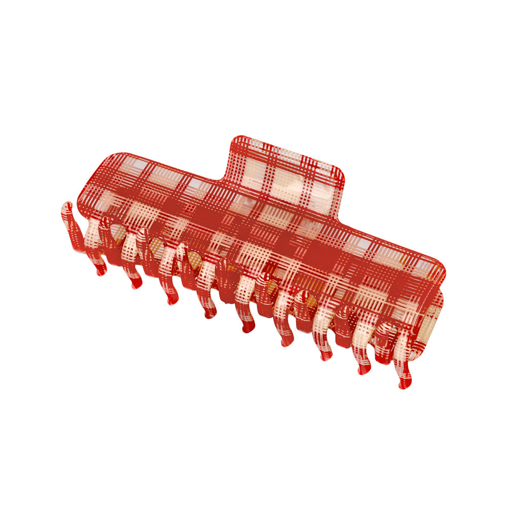 ヘアクリップ チェック 柄 バイカラー レクタングル バンスクリップ