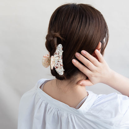 ヘアクリップ リボン ストーン マーブル バンスクリップ