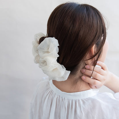 ヘアクリップ カラー フリル シマー シアー ドット バンスクリップ