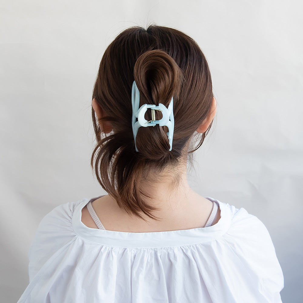 ヘアクリップ ハート マーブル パステル ライン バンスクリップ