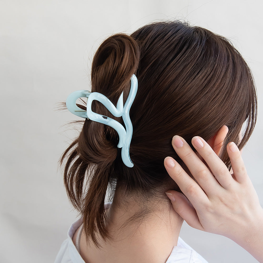 ヘアクリップ ハート マーブル パステル ライン バンスクリップ