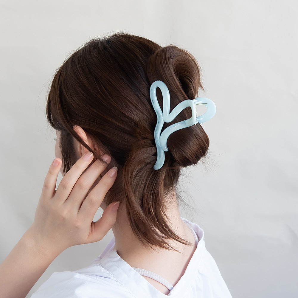 ヘアクリップ ハート マーブル パステル ライン バンスクリップ
