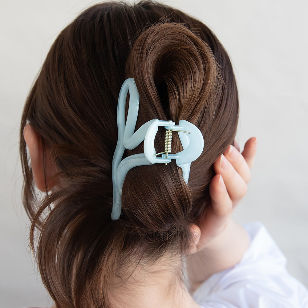 ヘアクリップ ハート マーブル パステル ライン バンスクリップ