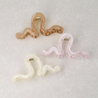 ヘアクリップ ウェーブ マーブル パステル ライン バンスクリップ