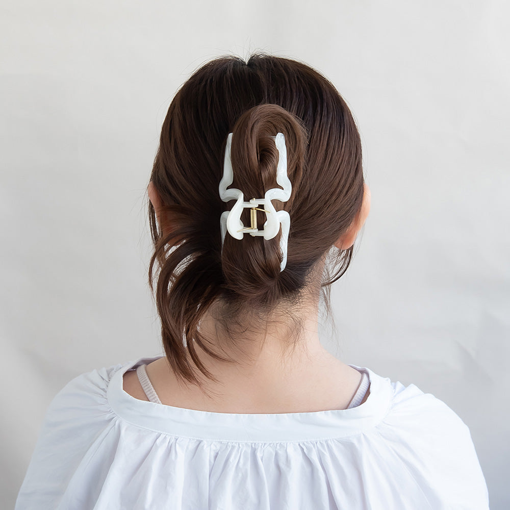 ヘアクリップ ウェーブ マーブル パステル ライン バンスクリップ