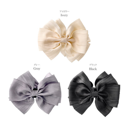 ヘアクリップ リボン ダブル バンスクリップ