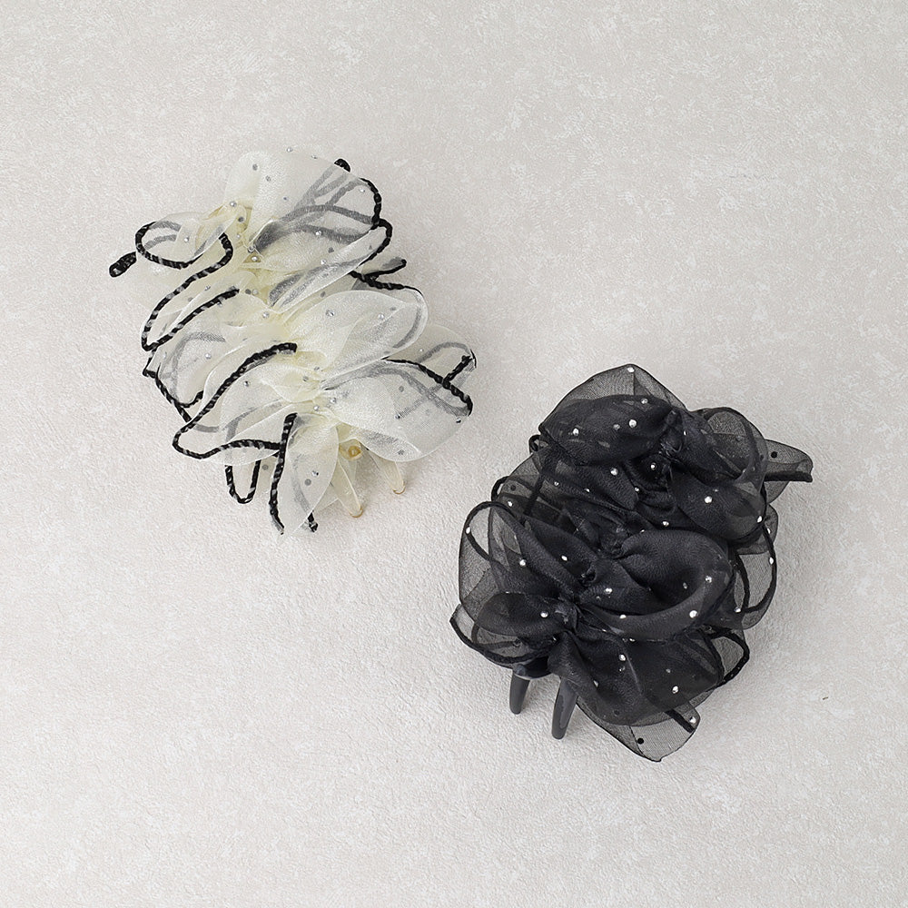 ヘアクリップ フリル シアー シマー ドット バンスクリップ