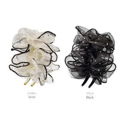 ヘアクリップ フリル シアー シマー ドット バンスクリップ