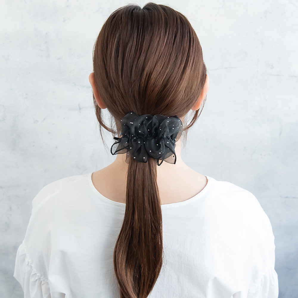 ヘアクリップ フリル シアー シマー ドット バンスクリップ