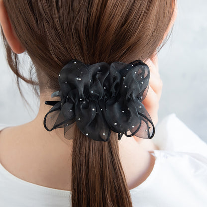 ヘアクリップ フリル シアー シマー ドット バンスクリップ