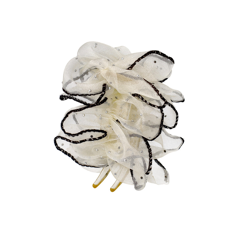 ヘアクリップ フリル シアー シマー ドット バンスクリップ