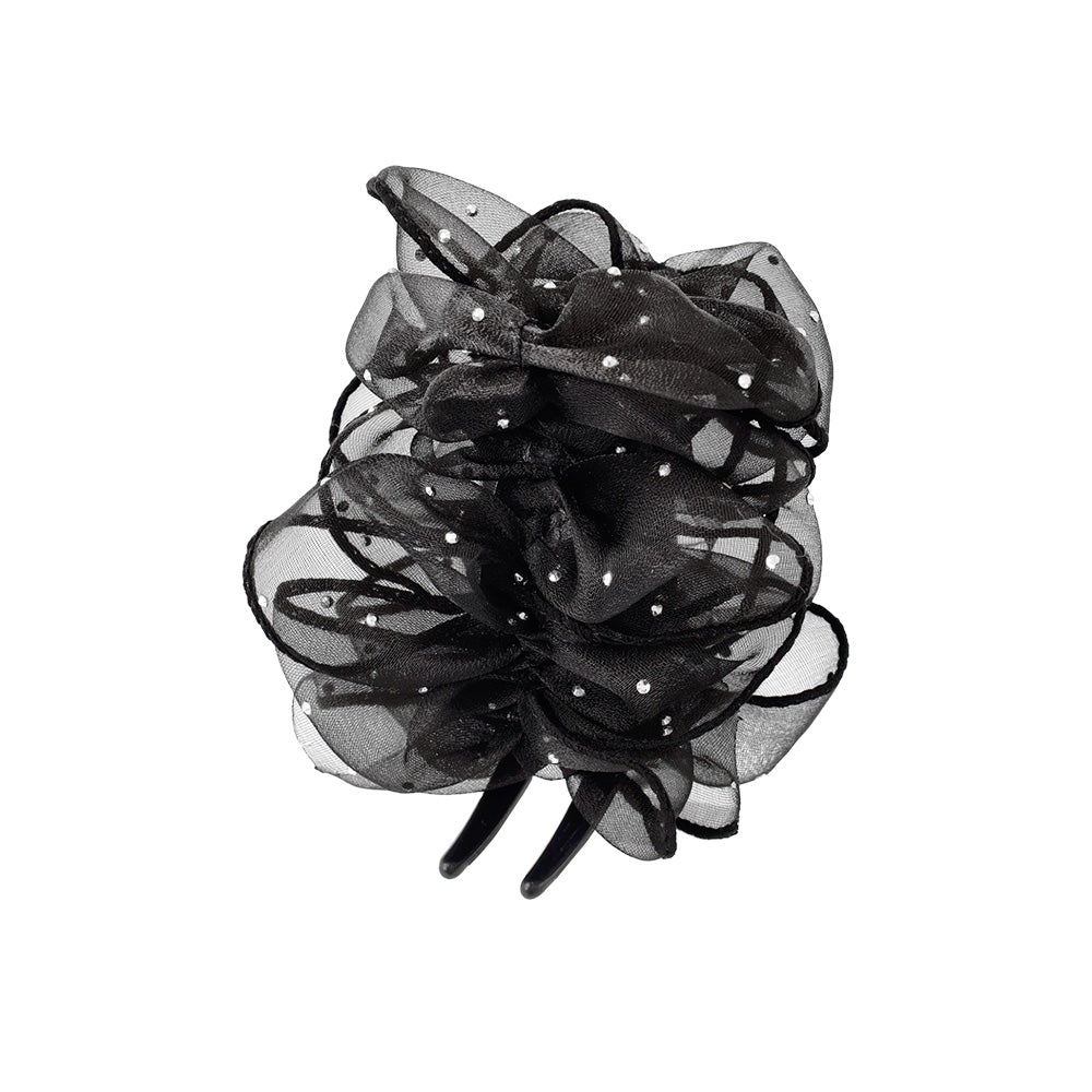 ヘアクリップ フリル シアー シマー ドット バンスクリップ