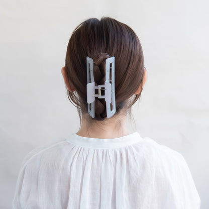 ヘアクリップ レクタングル マット カラー ドット 柄 ストーン ビッグ バンスクリップ