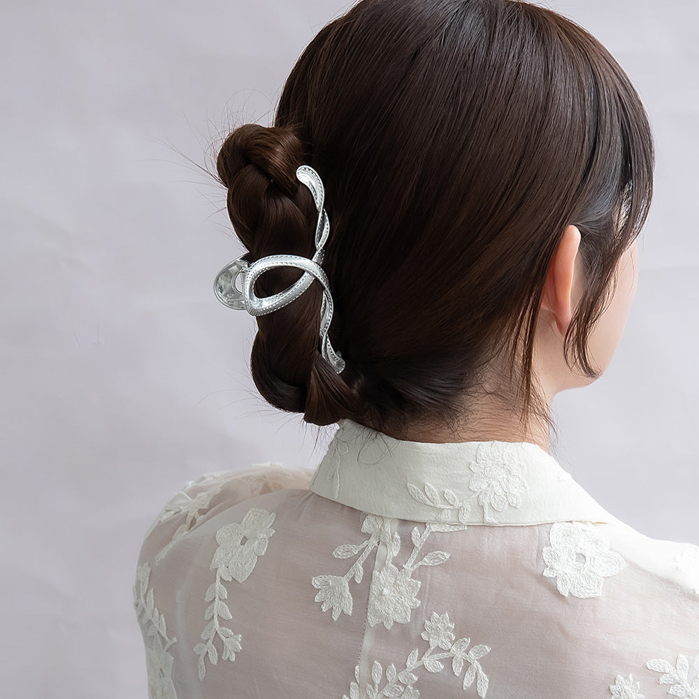 ヘアクリップ ニッケルフリー メタル ウエーブ ツイスト ロール バンスクリップ