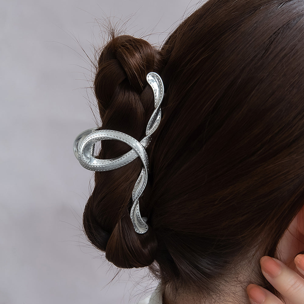 ヘアクリップ ニッケルフリー メタル ウエーブ ツイスト ロール バンスクリップ