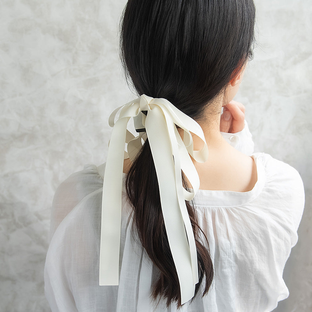 ヘアクリップ ダブル ロング リボン カラー バンスクリップ