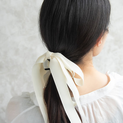 ヘアクリップ ダブル ロング リボン カラー バンスクリップ