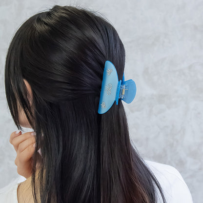 バンスクリップ リボン ストーン カラー ヘアクリップ