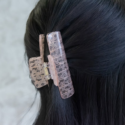 ヘアクリップ レース 封入 カラー バンスクリップ