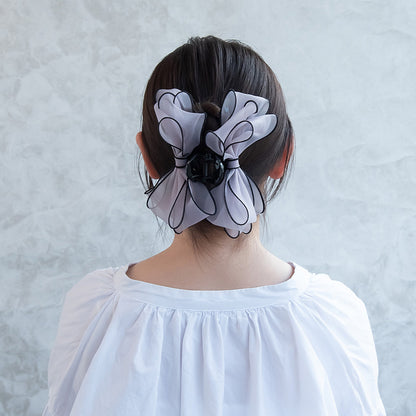 ヘアクリップ リボン オーガンジー バイカラー バンスクリップ