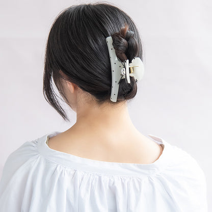 ヘアクリップ yura ドット 柄 リボン メタル ハート モノトーン バイカラー バンスクリップ