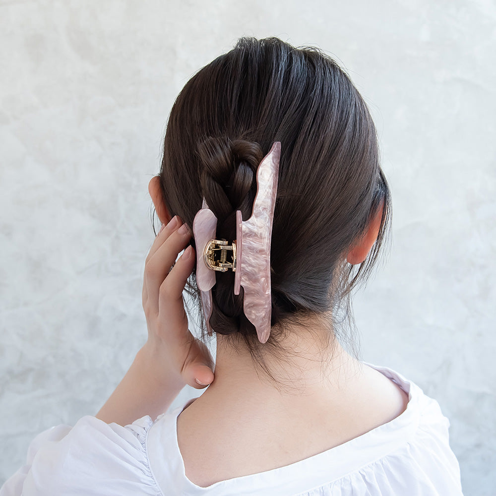 ヘアクリップ ウエーブ マーブル カラー バンスクリップ