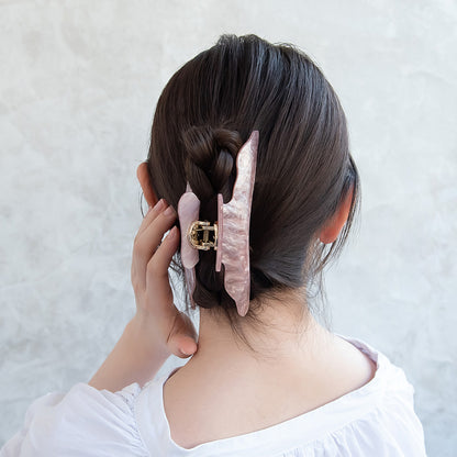 ヘアクリップ ウエーブ マーブル カラー バンスクリップ