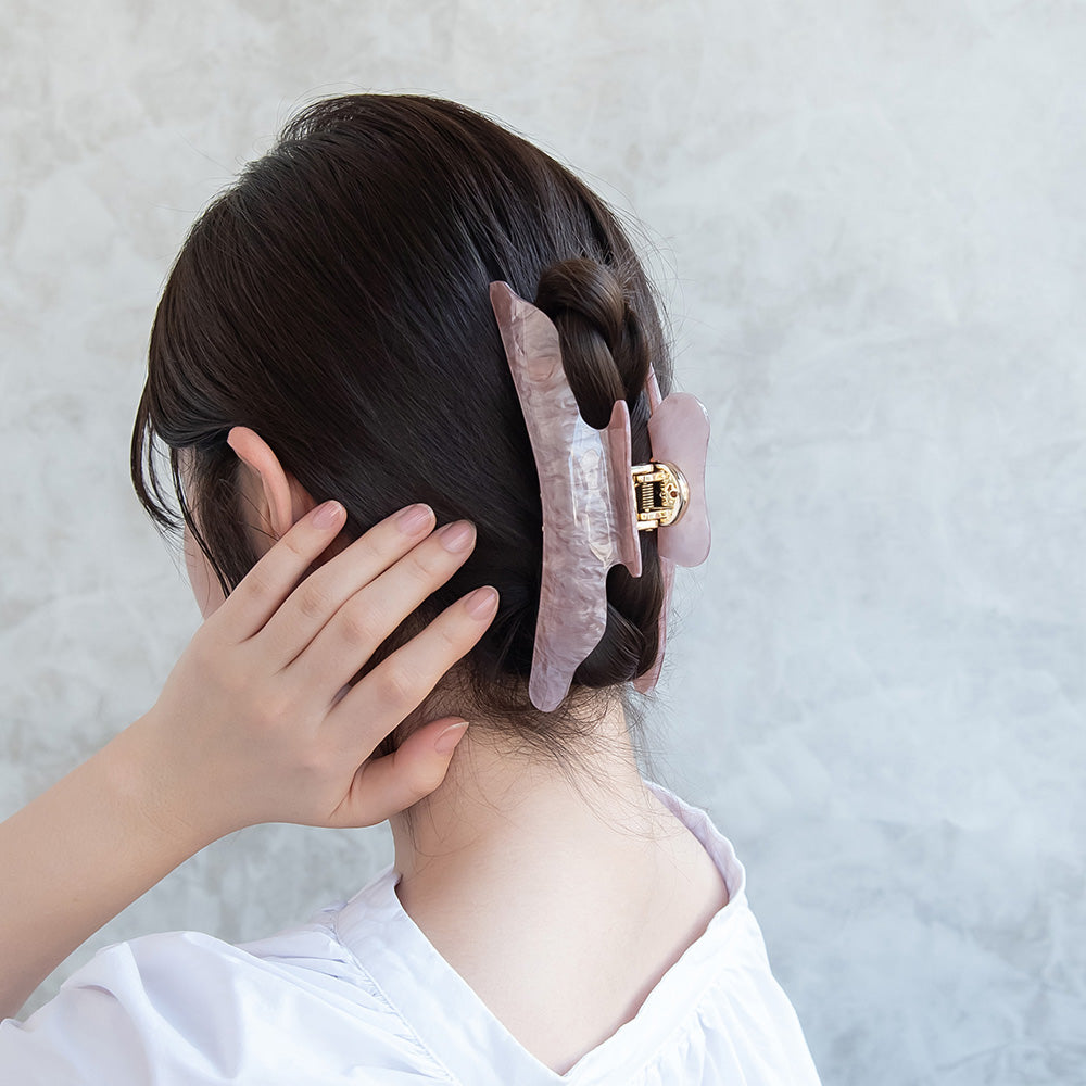 ヘアクリップ ウエーブ マーブル カラー バンスクリップ