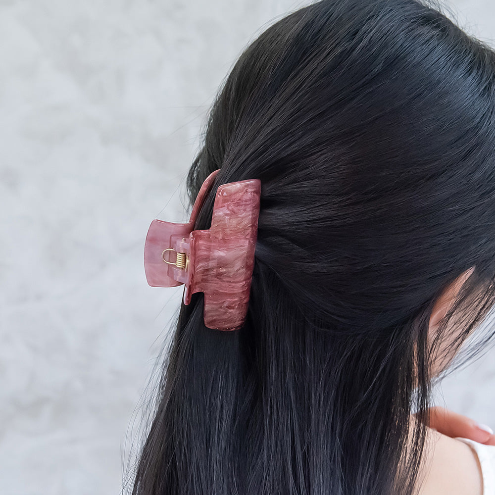 ヘアクリップ マーブル カラー バンスクリップ