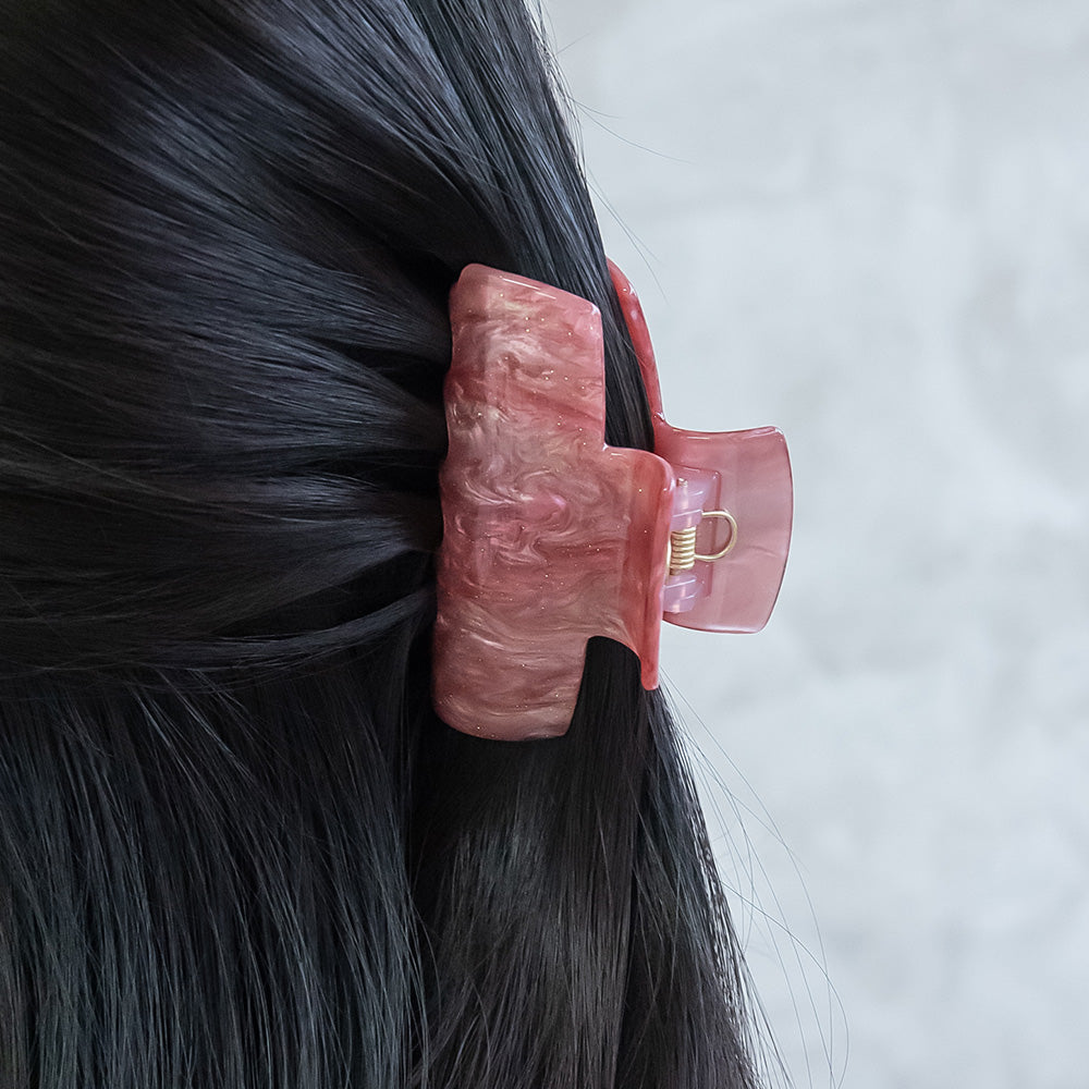 ヘアクリップ マーブル カラー バンスクリップ