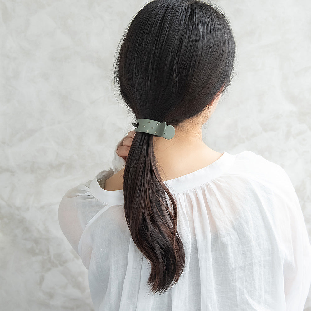 ヘアクリップ ANY マット カラー ストーン レクタングル バンス